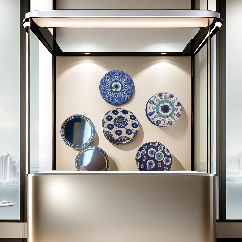 时尚便携PU皮镜子 圆形面包设计手镜 美妆工具 高清镜面 精致小巧细节图