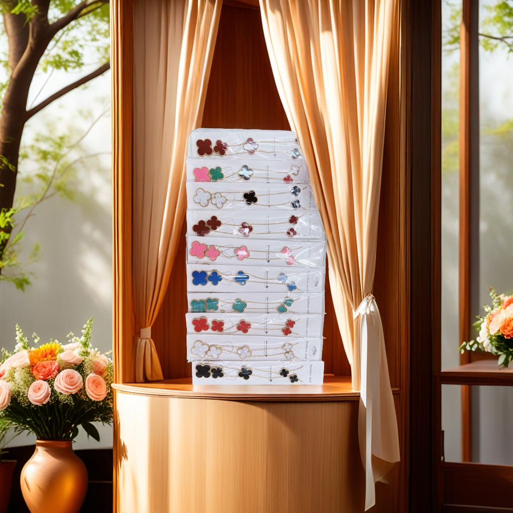 瑞丽时尚幸运四叶草吊坠大五花项链 高级感满满 高质量不褪色 长久保色 简约百搭首饰