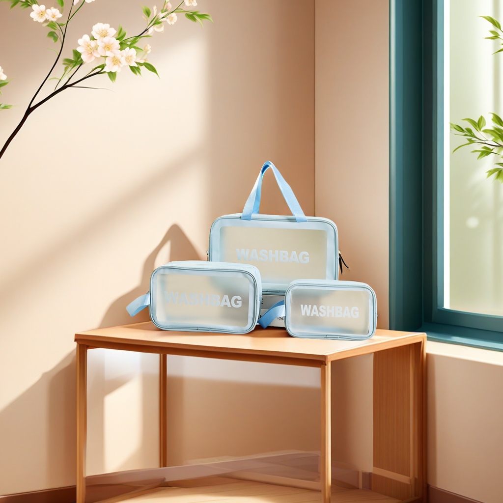 Large-capacity portable waterproof transparent PU makeup bag, cosmetic storage bag, travel toiletry bag, and special storage for perfume Specification image