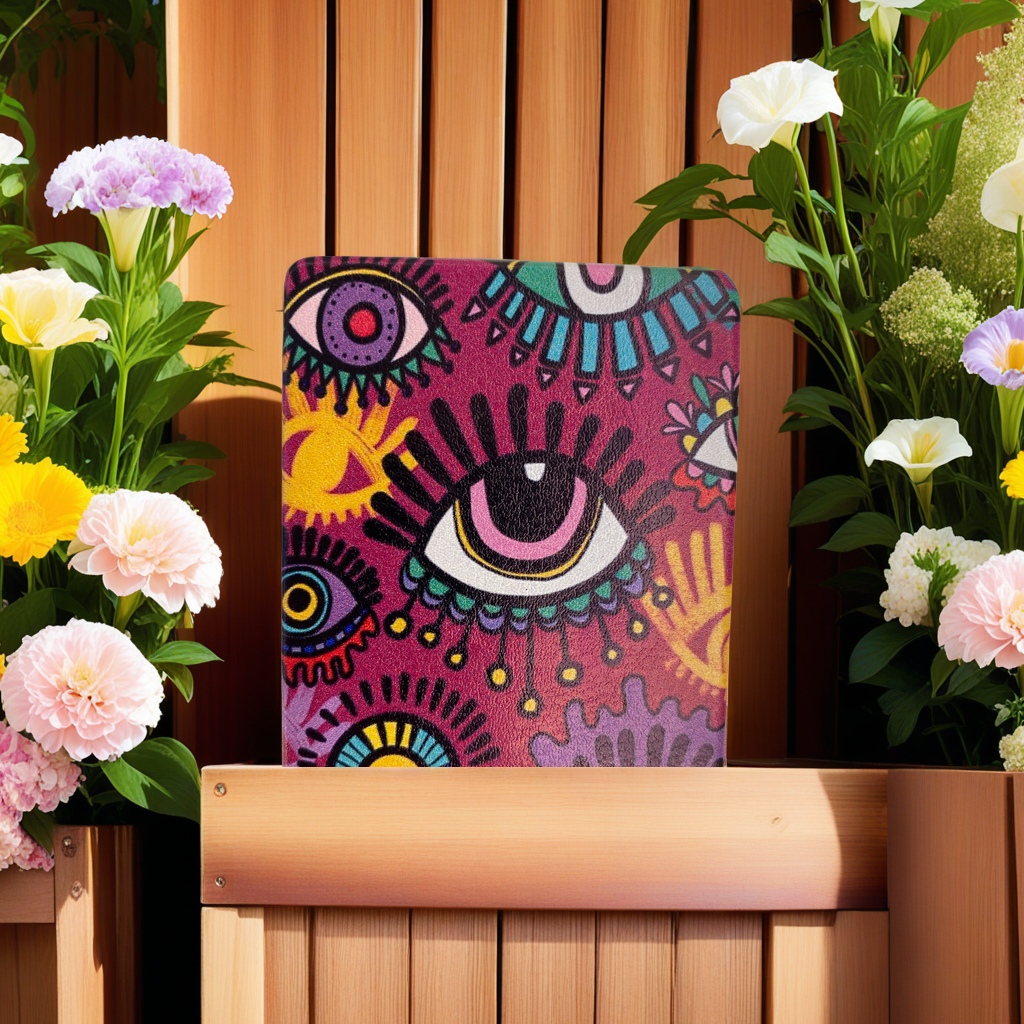 Pu Leather Material, Rectangular Design, Thin And Portable Magic Eye Series Mirror, High-Definition Mirror Surface, Essential For Beauty Makeup Item Picture