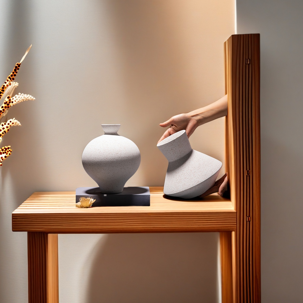 ins Nordic creative ceramic vases, sand grain hydroponic flower arrangement pieces, popular home furnishing, hotel living room background, entrance hall decoration, ceiling lamp lighting, beautifying space details Picture