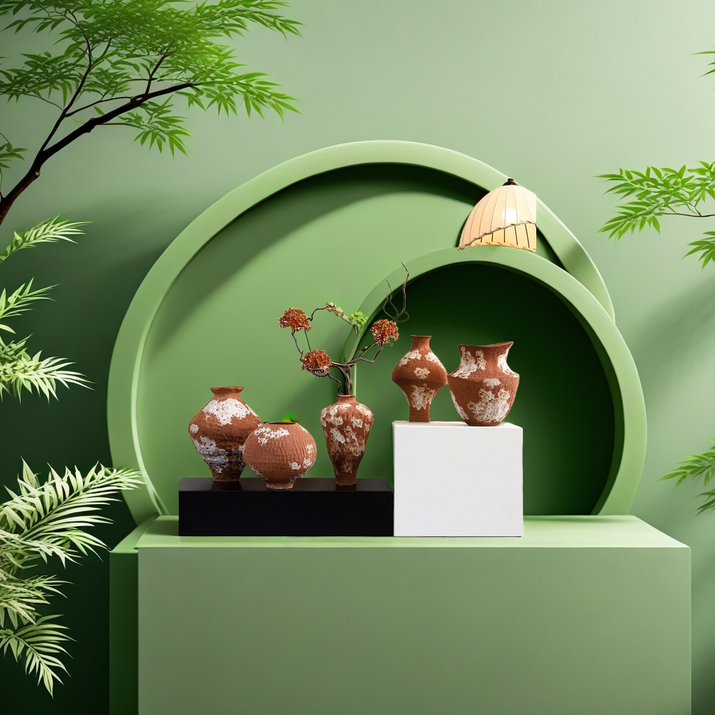 Wabi-sabi elegance, rough pottery, retro ceramic countertop, vases, flower arrangements, modern art ornaments, homestay space decoration, flower POTS, ceiling lamps, lighting decorations, home life aesthetics Specification image