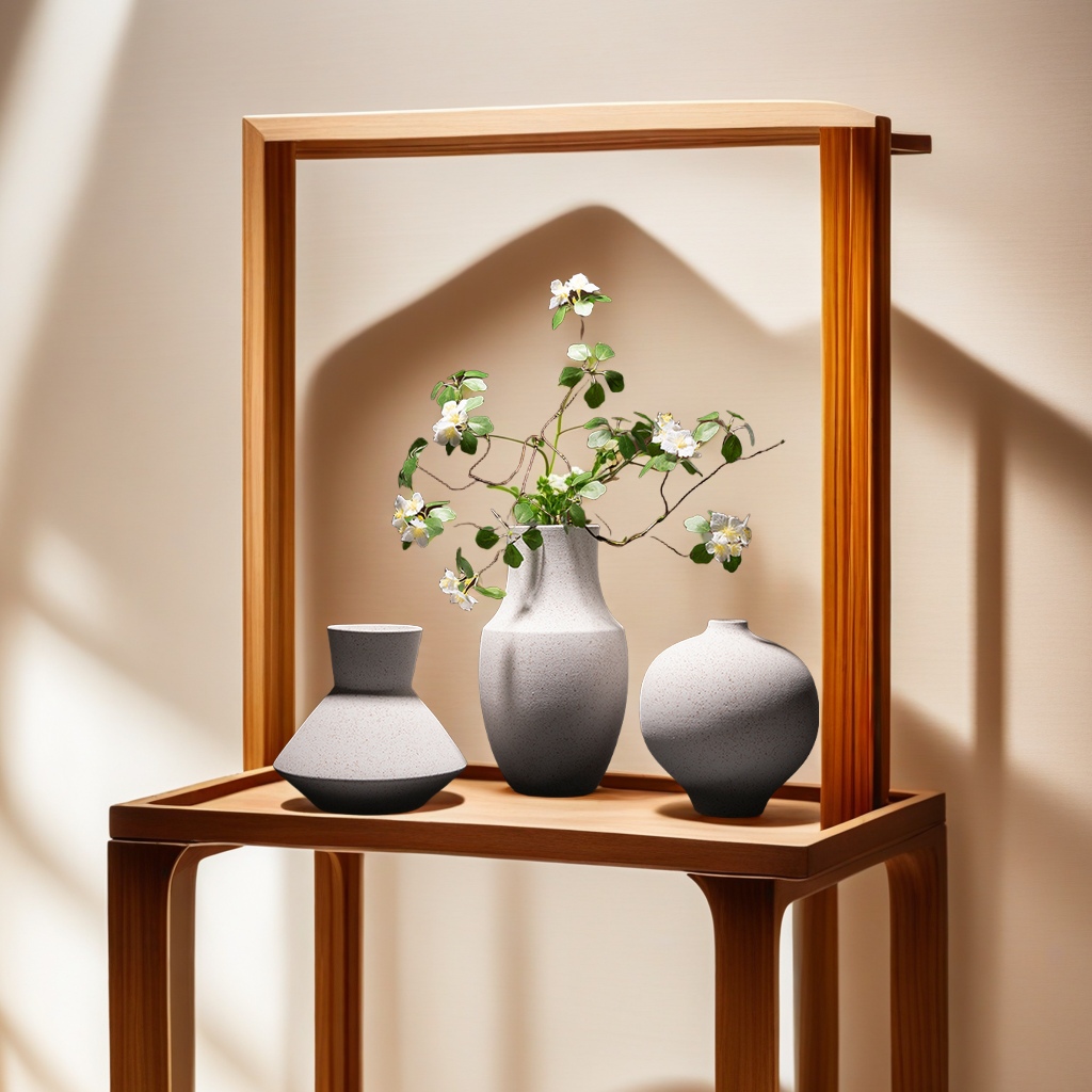 ins Nordic creative ceramic vases, sand grain hydroponic flower arrangement pieces, popular home furnishing, hotel living room background, entrance hall decoration, ceiling lamp lighting, beautifying space Application Scenario