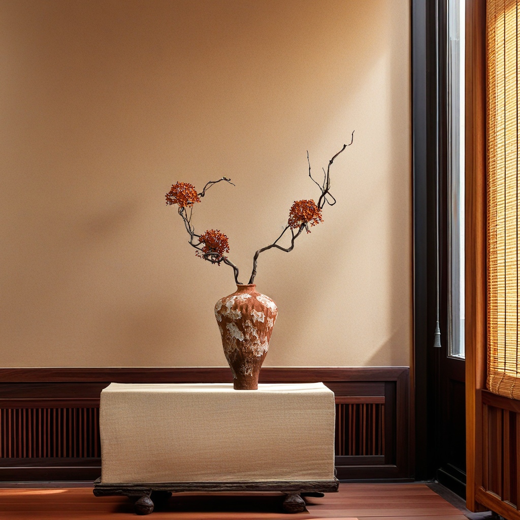 Wabi-sabi elegance, rough pottery, retro ceramic countertop, vases, flower arrangements, modern art ornaments, homestay space decoration, flower POTS, ceiling lamps, lighting decorations, home life aesthetics Item Picture