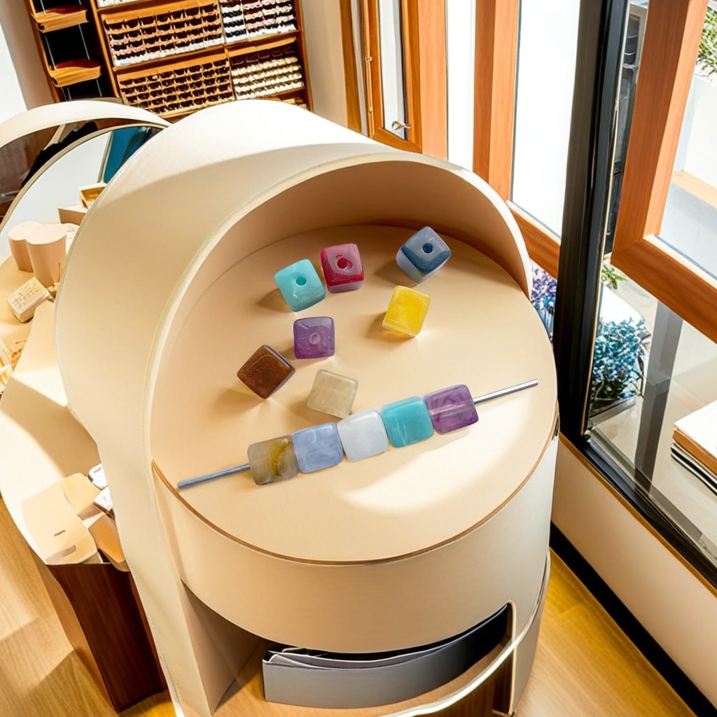 Acrylic 8×9mm two-color and multi-color small square sugar, small square cloud mist, cloud bead, imitation stone bead, DIY bead accessory material, jewelry, mobile phone chain, backpack chain, necklace making