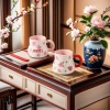 New style mugs, high-end court cups, exquisite flower cups, ceramic cups, souvenir cups, tea cups, new flower cups, cups shaped like flowers Application Scenario