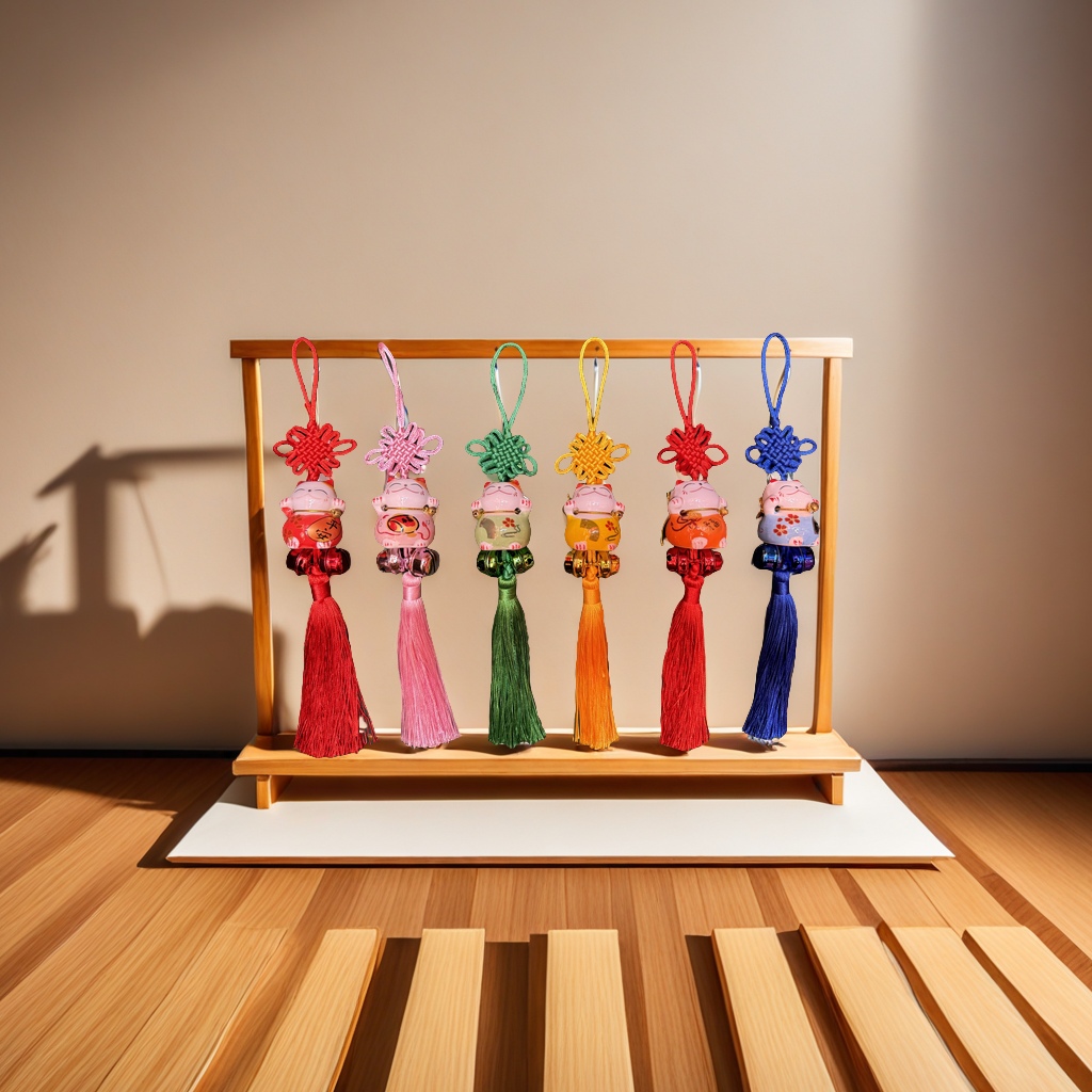 新款创意陶瓷招财猫车饰 挂件 中国结节日礼品 精美独特 祝福吉祥 车内装饰品礼品细节图