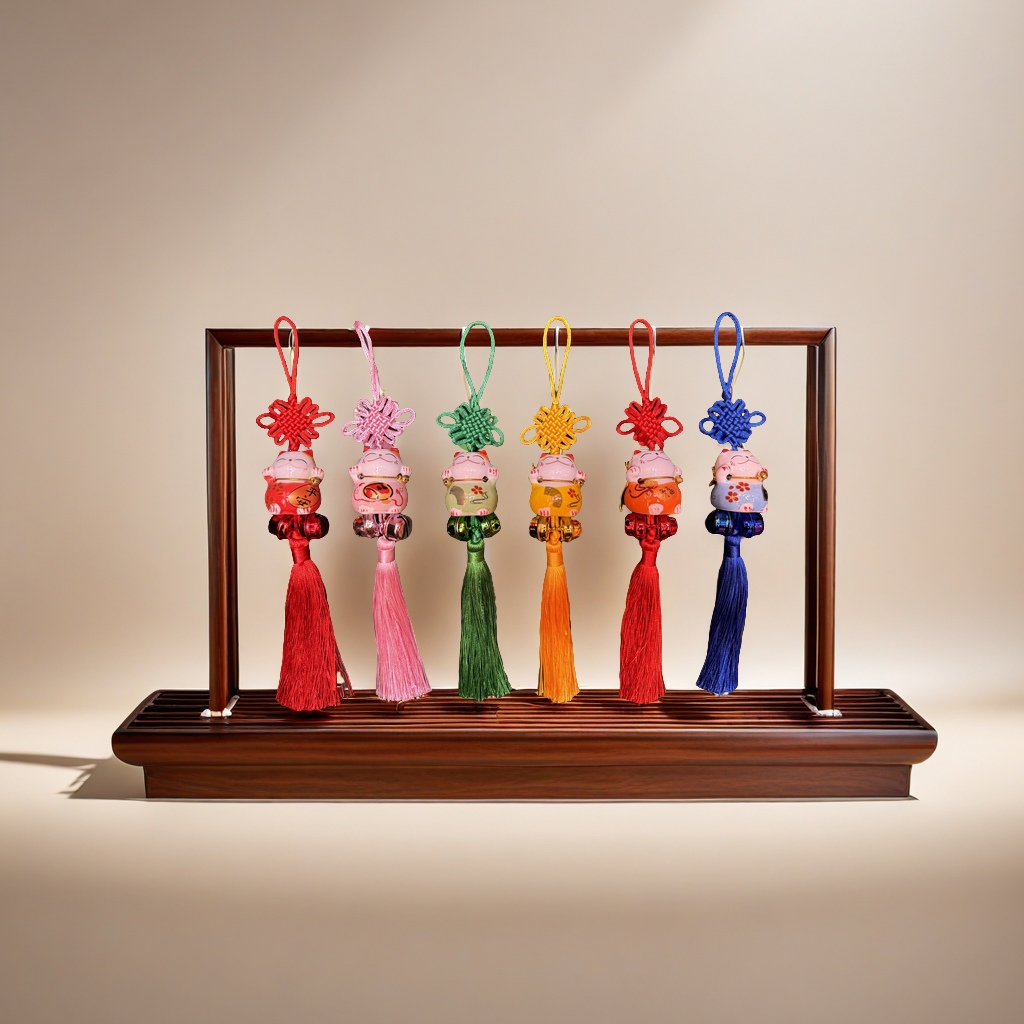 新款创意陶瓷招财猫车饰 挂件 中国结节日礼品 精美独特 祝福吉祥 车内装饰品礼品