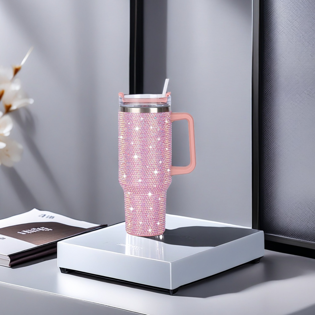 Crossover nuevo accesorio 40oz diamante diamante vacío iceba tazas con mango de coche portátil tazas de aislamiento de acero inoxidable otros clasificación preferente Item Picture