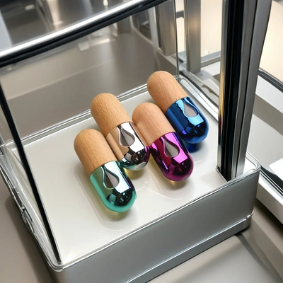 Factory stock mini round-head capcule-shaped portable cosmetic bottles, perfume sample trial, repackaged glass spray bottles, with a complimentary bracelet, essential beauty tools for travel thumbnail