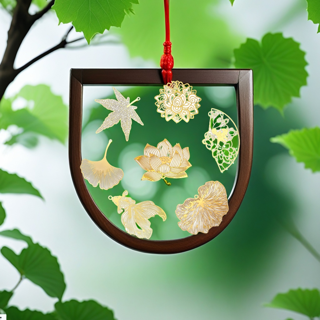 精致古风金属镂空树叶脉书签 链条挂件书夹 清晰简约学生礼品 精美书签收藏