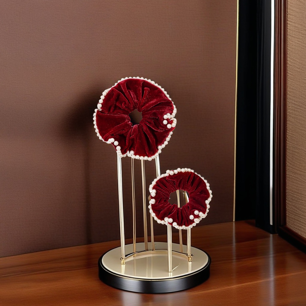 French elegant pearl large intestine hair band, high-end velvet small chanel-style hair tie, versatile style, hair tie, hair accessory, hair clip, ladies' preferred choice Application Scenario