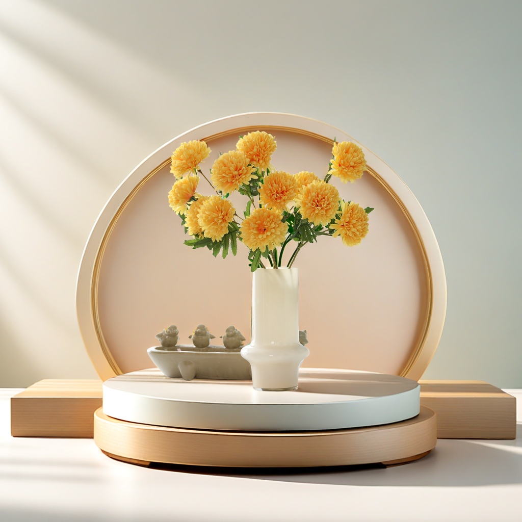 Factory direct sales of 3 round chrysanthemum artificial flowers, silk flowers, chrysanthemum home decoration scene arrangement, ball chrysanthemum artificial flower gift box, bright and realistic, with outstanding temperament details Picture