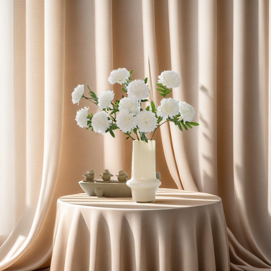 Factory direct sales of 3 round chrysanthemum artificial flowers, silk flowers, chrysanthemum home decoration scene arrangement, ball chrysanthemum artificial flower gift box, bright and realistic, with outstanding temperament Item Picture