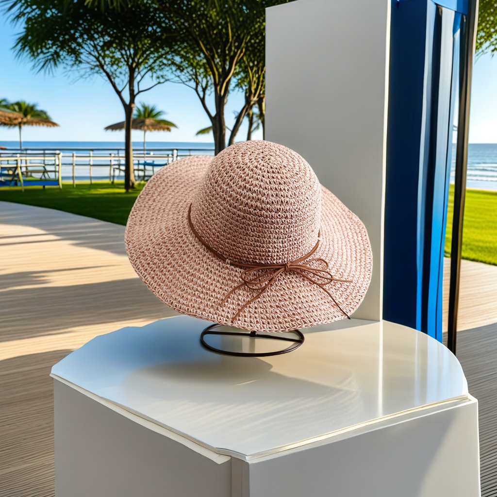 Summer women's wide-brimmed straw sun hat, crochet fine craftsmanship, beach sun hat, sun protection, versatile, foldable straw hat, adult hat factory direct sales details Picture
