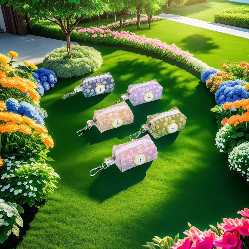 2025春夏新款花朵INS风情人节宠物狗狗出行必备垃圾袋分配器便袋包 收纳化妆包轻巧便携