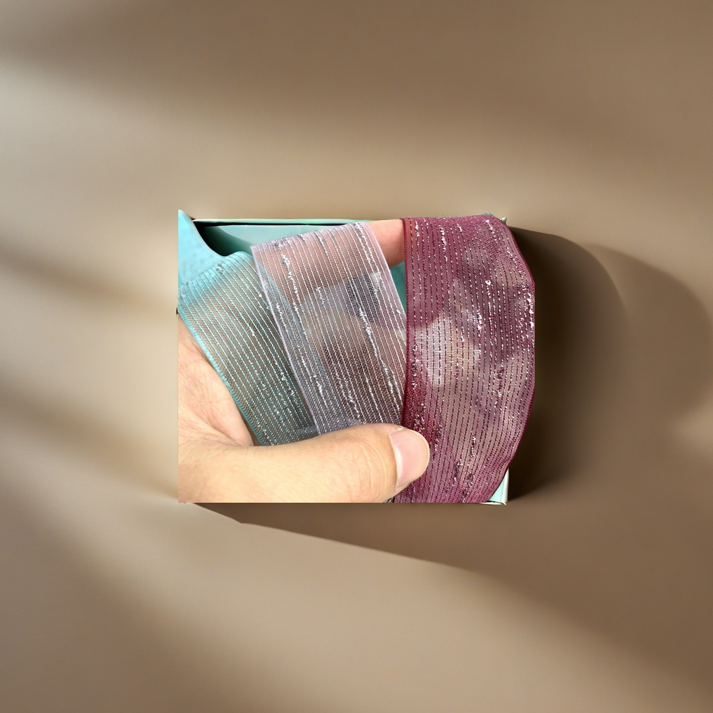 蒂芙尼蓝喜糖礼盒 银色水波纹纱带草帽帽围 蝴蝶结配件 浪漫派对装饰 织带 精美礼品盒装饰带