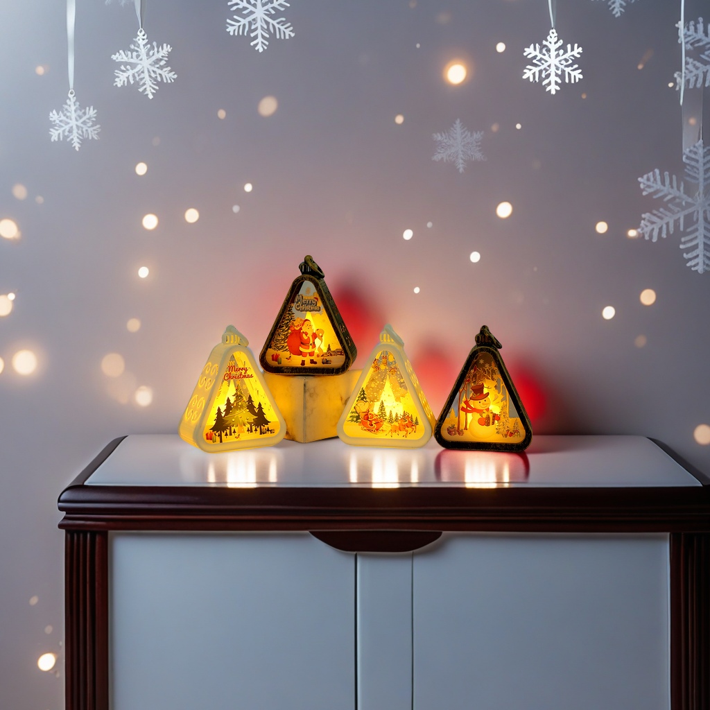 Christmas decorations, retro night lights, glowing gift Windows, table ornaments, decoration props, atmosphere wind lights, essential tools for creating a Christmas atmosphere