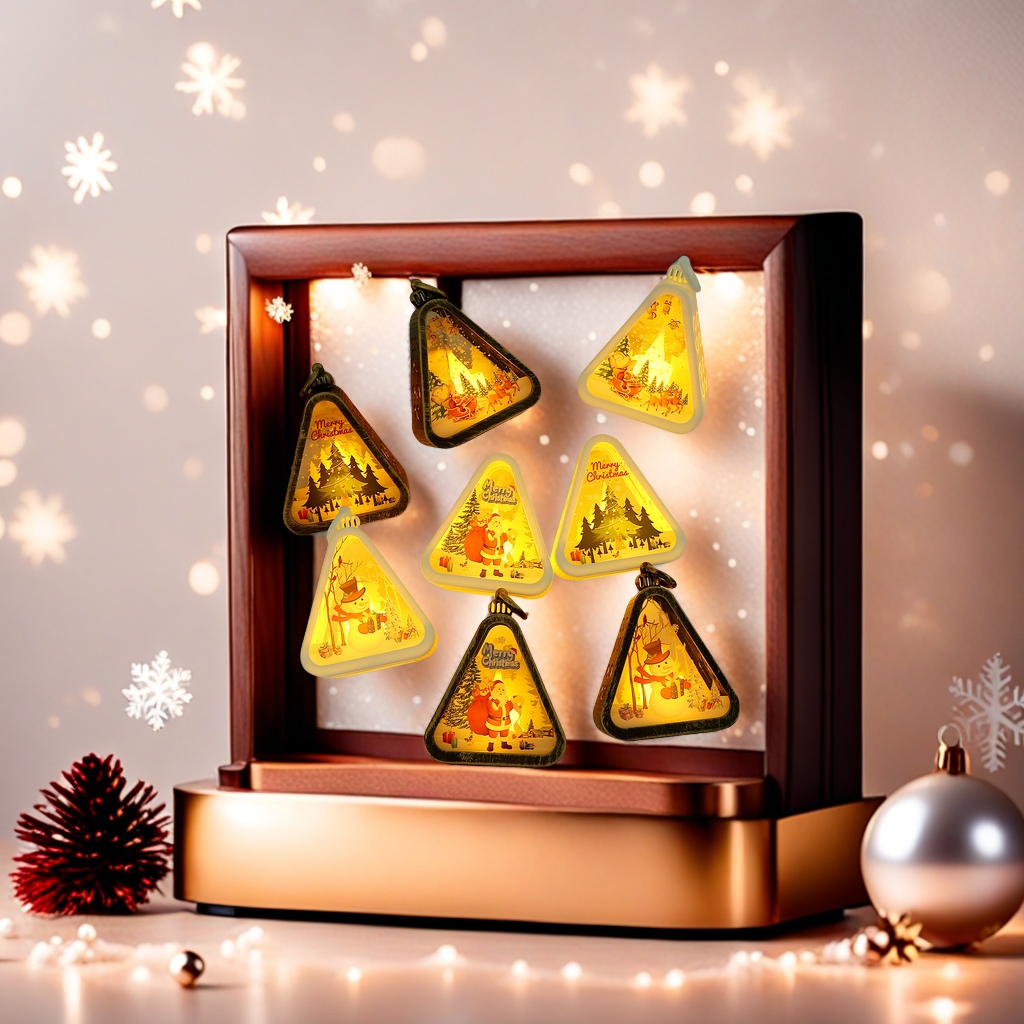 Christmas decorations, retro night lights, glowing gift Windows, table ornaments, decoration props, atmosphere wind lights, essential tools for creating a Christmas atmosphere details Picture
