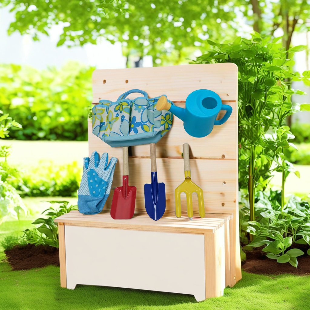 新款儿童园艺工具套装 七件套户外挖沙塑料园林劳作种植花草工具 玩乐学习两不误