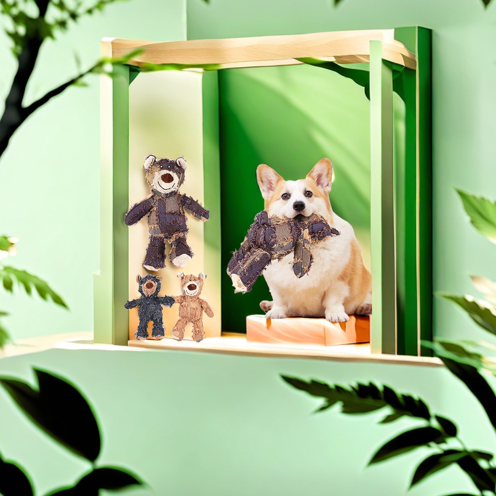 New pet toy bite-resistant dog plush toy can not chew chew teeth Clean dog toy bite-resistant beggar bear toy dog for the new product on the market full figure