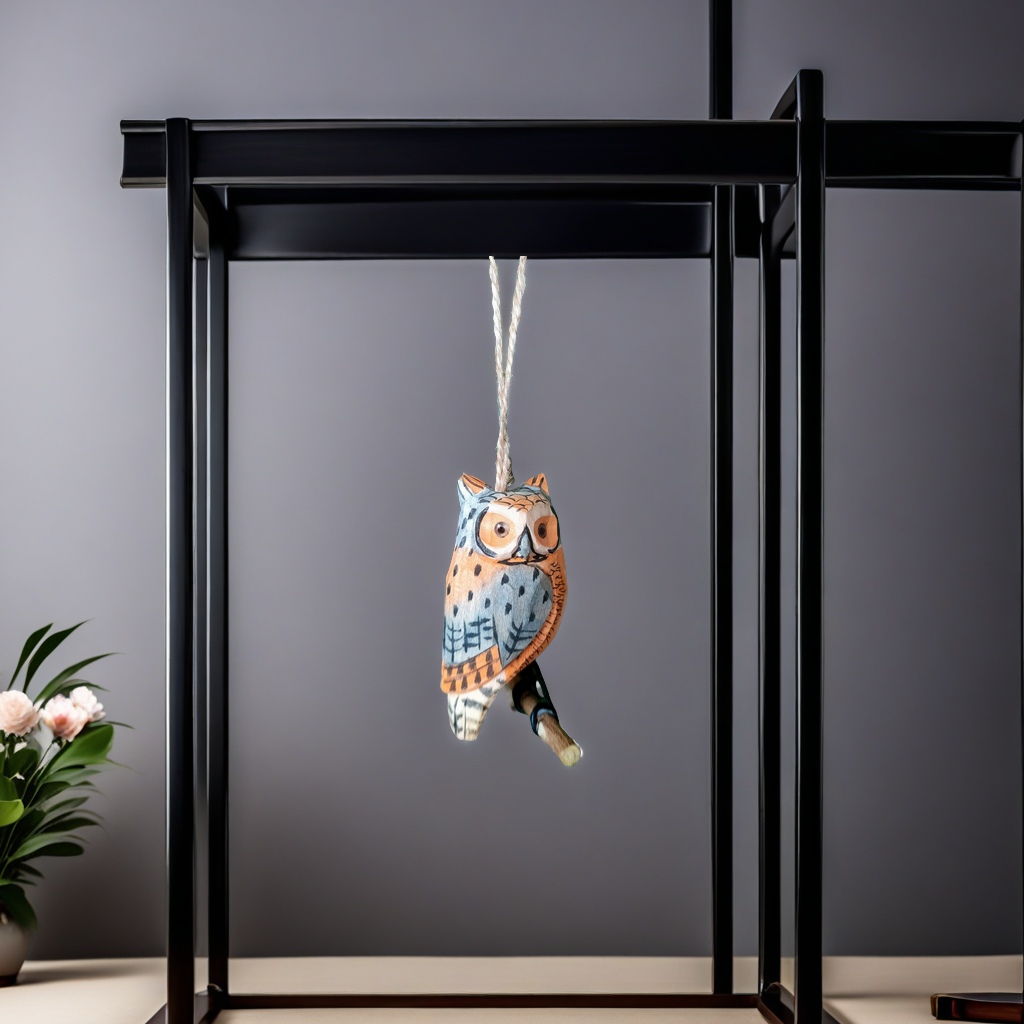 创艺纯手工木头雕刻仿真猫头鹰挂件系列，手工雕刻，手工彩绘而成。值得收藏。100个起批，4款可以混，有现货。有需要可以V 15757967012产品图