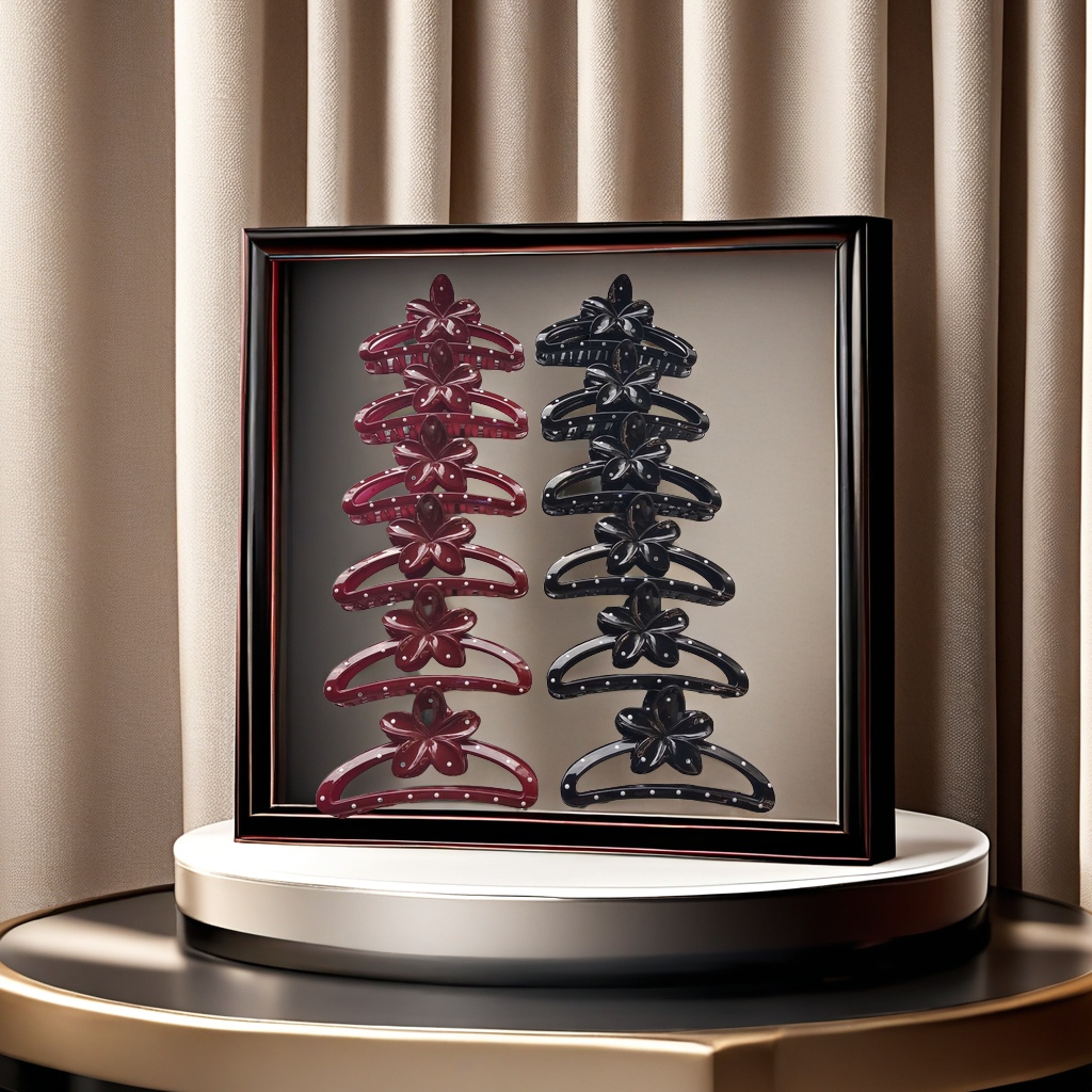 Black and red oil drip dot design ladies' gripper, fashionable Korean-style hair accessory, headwear, hair clip, hairpin, simple large gripper