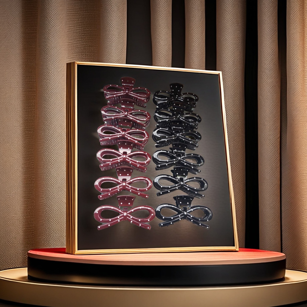 Black and red oil drip dot design ladies' gripper, fashionable Korean-style hair accessory, headwear, hair clip, hairpin, simple large gripper details Picture