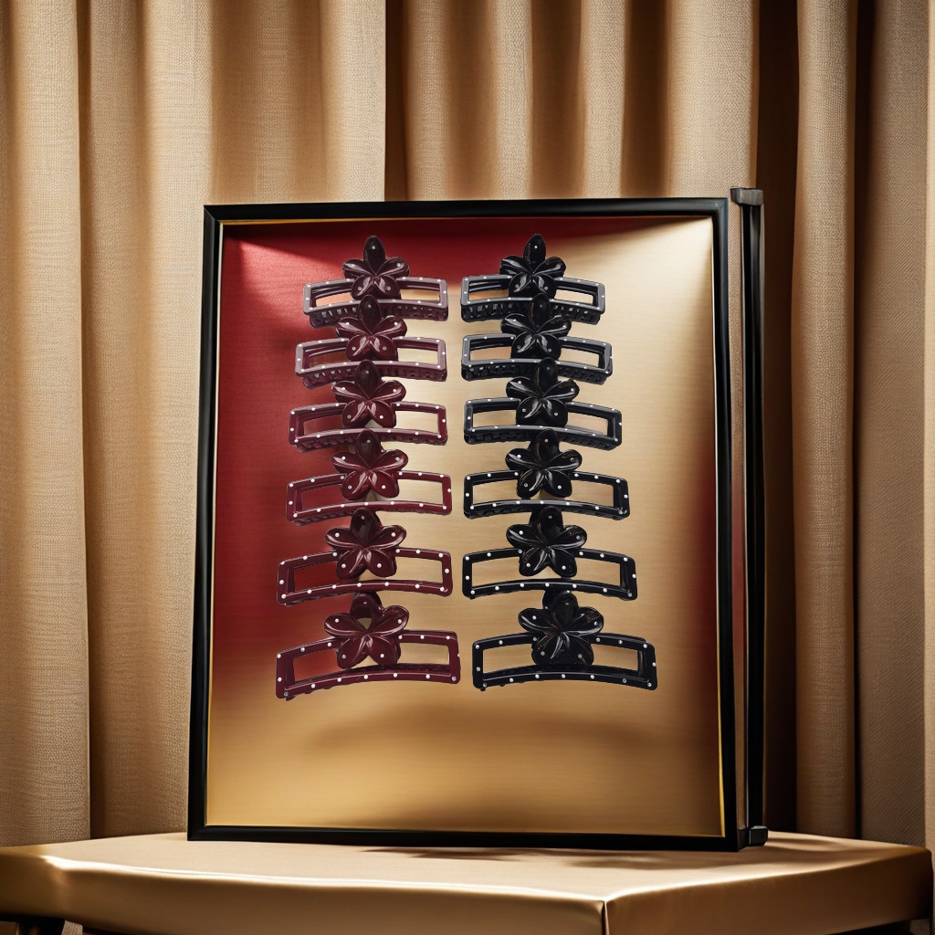 Black and red oil drip dot design ladies' gripper, fashionable Korean-style hair accessory, headwear, hair clip, hairpin, simple large gripper Specification image