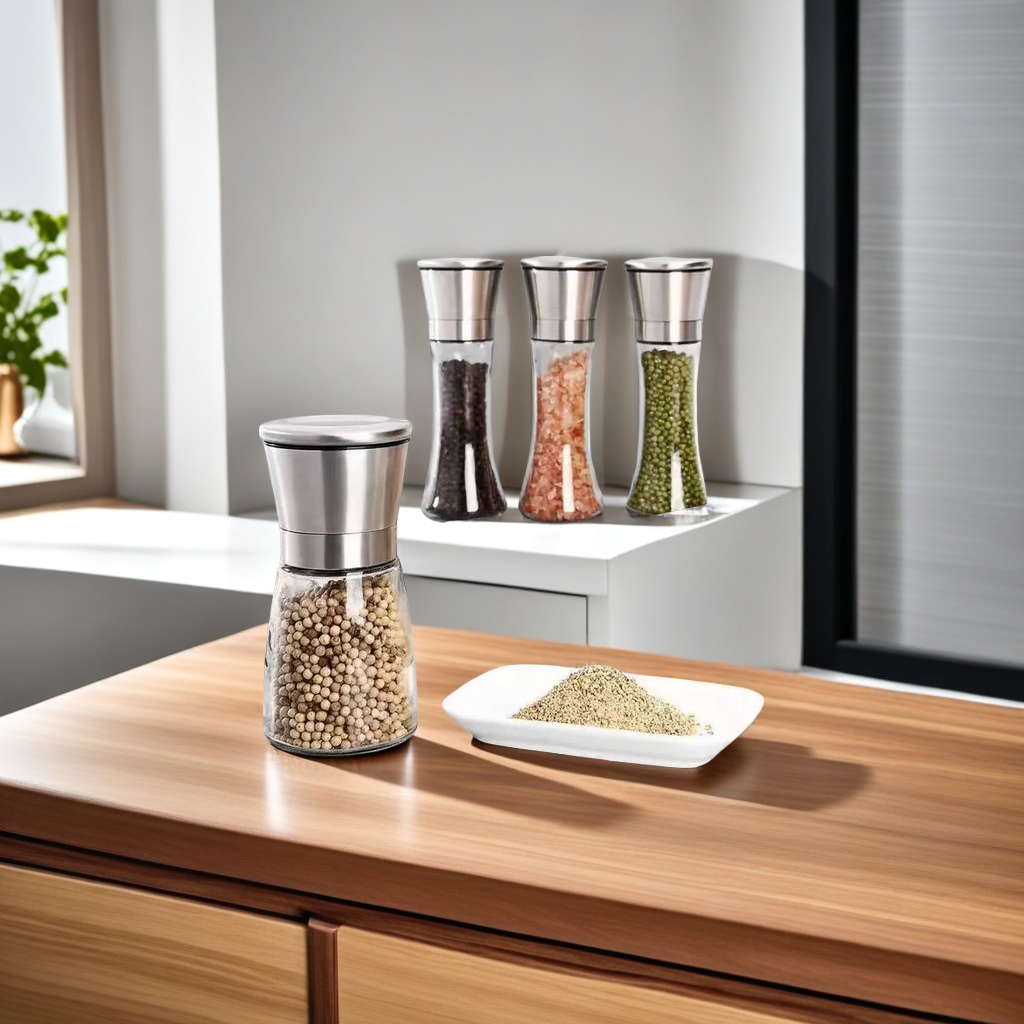 不锈钢手动胡椒研磨器 地摊热销研磨瓶 调料瓶装花椒海盐研磨机 批发调味盒 调料瓶一体式设计