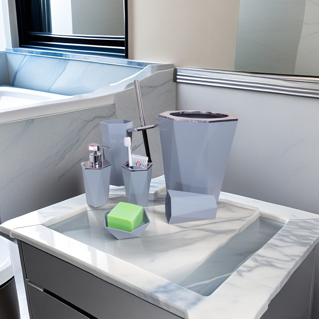 欧式创意酒店六角电镀浴室套装六件套 塑料卫洗漱杯洗手液瓶套装 居家日用洗浴用品