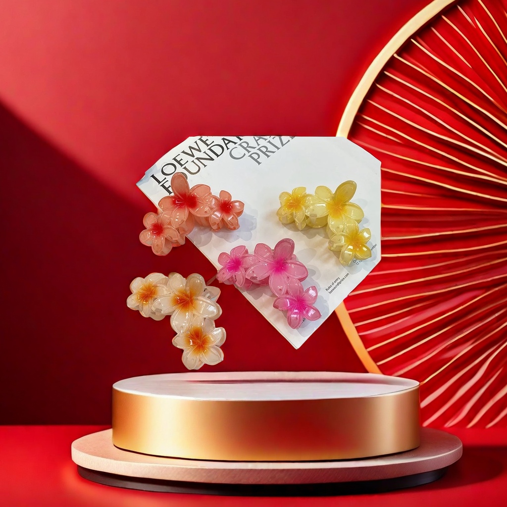 大号鸡蛋花头饰女士发卡子 海边拍照摄影用头发抓夹 发夹子 爪夹 鲨鱼夹 时尚美观细节图