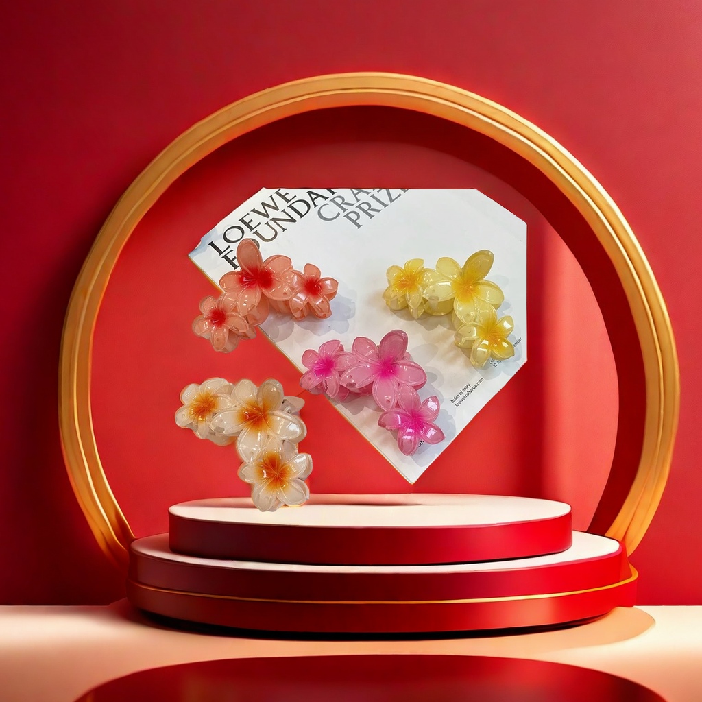 大号鸡蛋花头饰女士发卡子 海边拍照摄影用头发抓夹 发夹子 爪夹 鲨鱼夹 时尚美观产品图