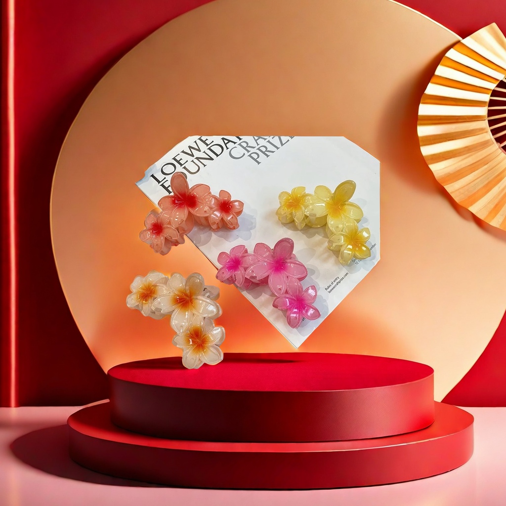 大号鸡蛋花头饰女士发卡子 海边拍照摄影用头发抓夹 发夹子 爪夹 鲨鱼夹 时尚美观