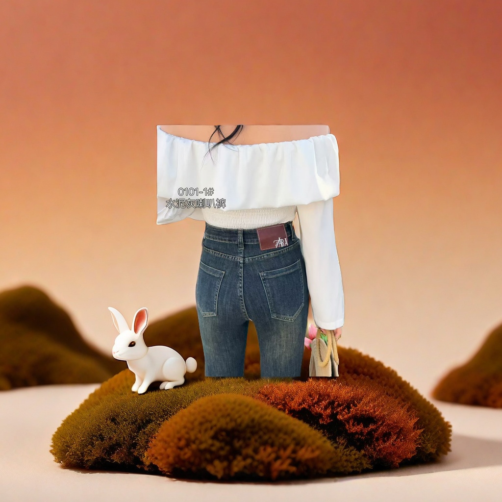 Guangzhou women's wide-leg jeans are fashionable and trendy, comfortable and breathable. Tight-fitting jeans make women look slimmer and taller, perfectly showcasing their figures Specification image