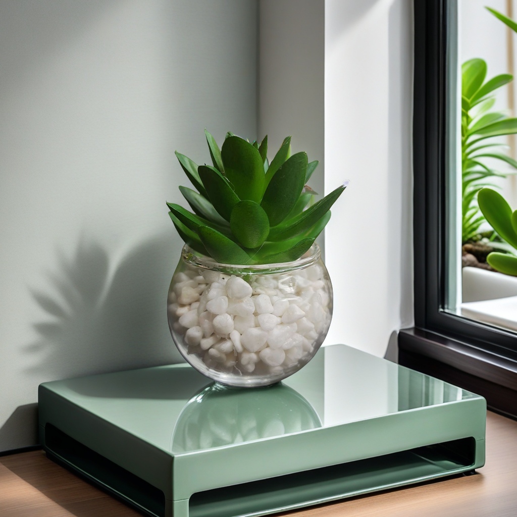 多肉植物盆景玻璃材质胶水固定 小石子装饰 高8CM 最粗直径7CM 绿植摆件 室内装饰品玻璃小花瓶玻璃工艺品，编25-8