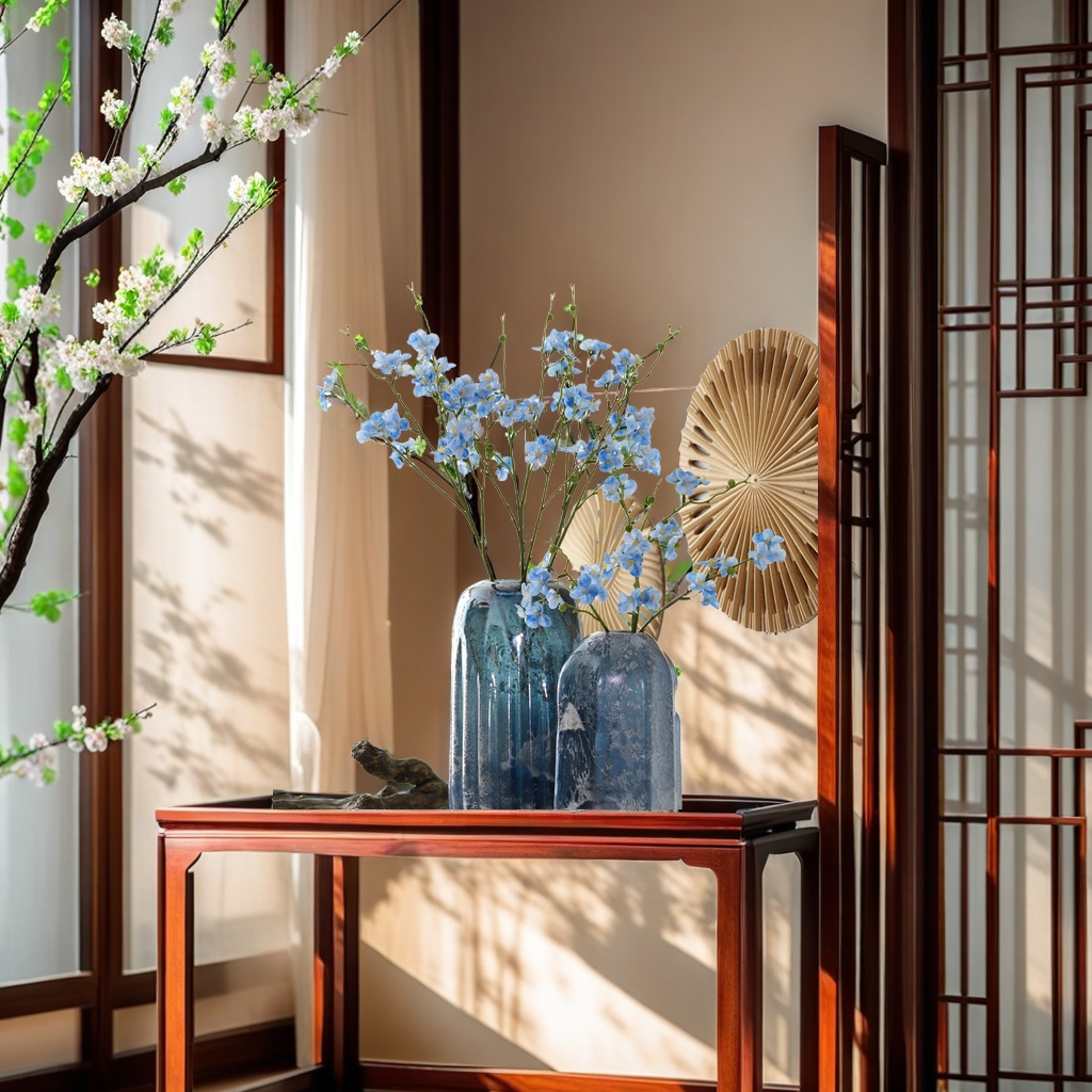 Chinese-style home decoration artificial flower film, cherry blossom arrangement, living room decoration, winter jasmine, realistic touch, artificial plant manufacturer wholesale, high-quality floral art Specification image
