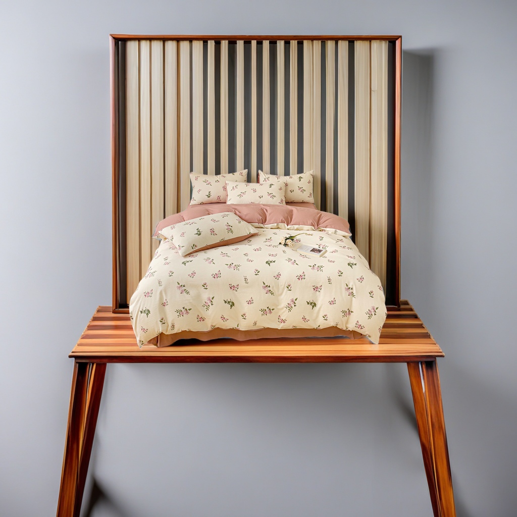 Nantong Home Textile Sweet French Floral Print Bedding four-piece set, AB side bed sheet and quilt cover, suitable for all seasons, warm and comfortable, other categories compatible Item Picture