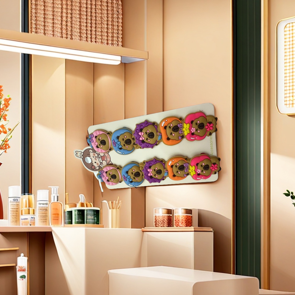 软胶卡皮巴拉毛巾圈10件套 头发束发器简约耐用不伤发发圈女士日常发饰白底实物图