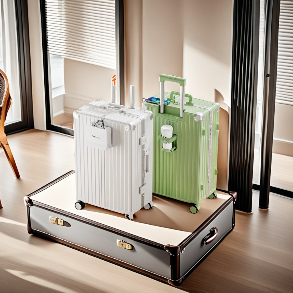 新款女士24寸铝框登机旅行箱 住校专用多功能密码皮箱 万向轮拉杆行李箱 时尚轻便耐用