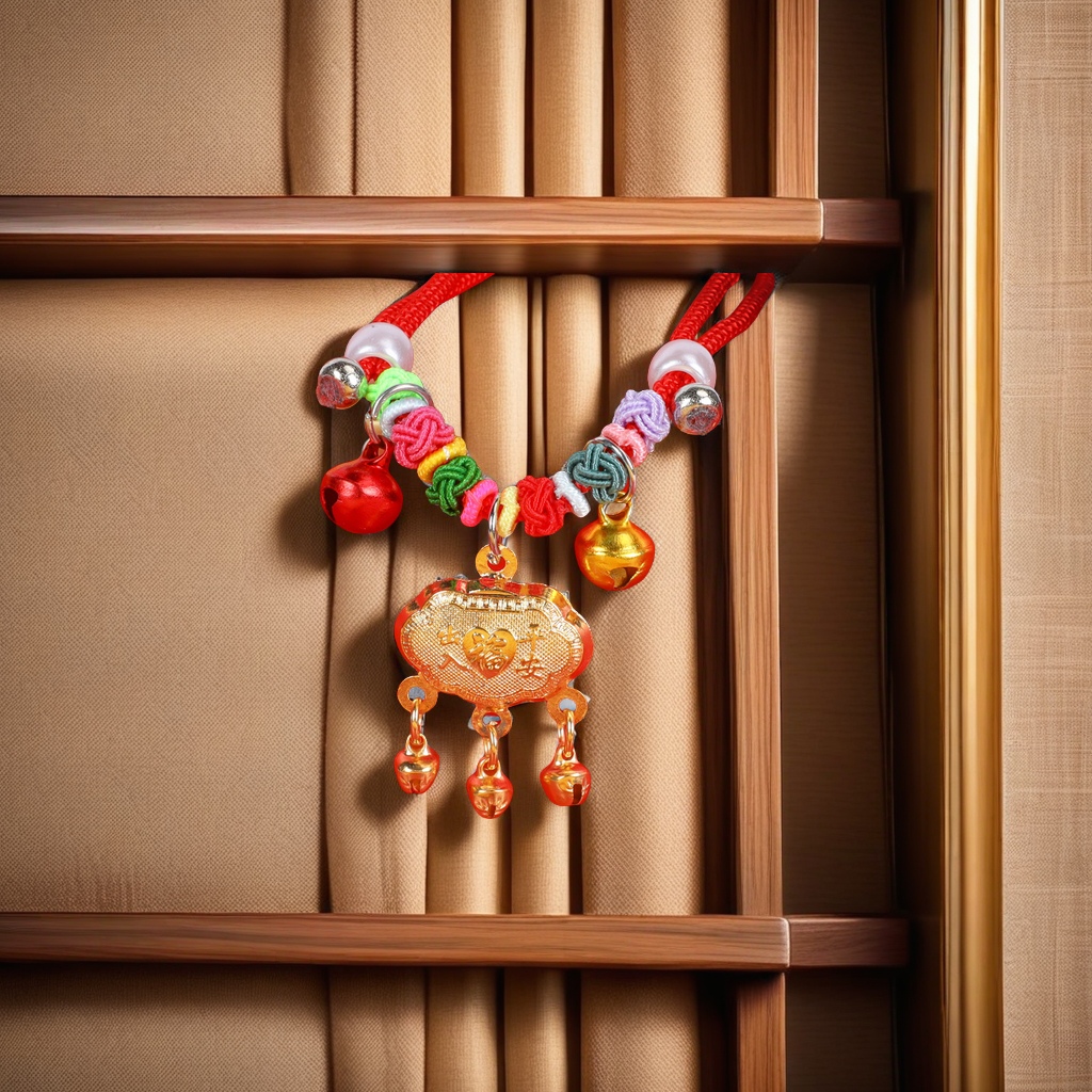 British Shorthair doll Bichon Frise Teddy dog special dog collar, cat collar with bell safety lock design, dog collar, cat neck collar decorated with Chinese knot elements details Picture