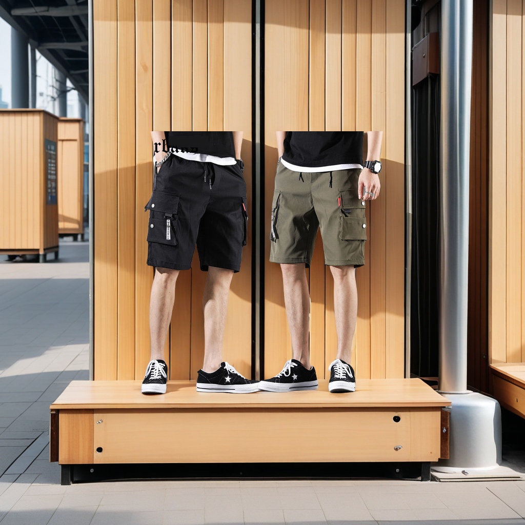 Summer new men's Japanese cargo shorts Korean version of the trend multi-pocket five-point casual pants loose student half pants with leggings more stylish thumbnail
