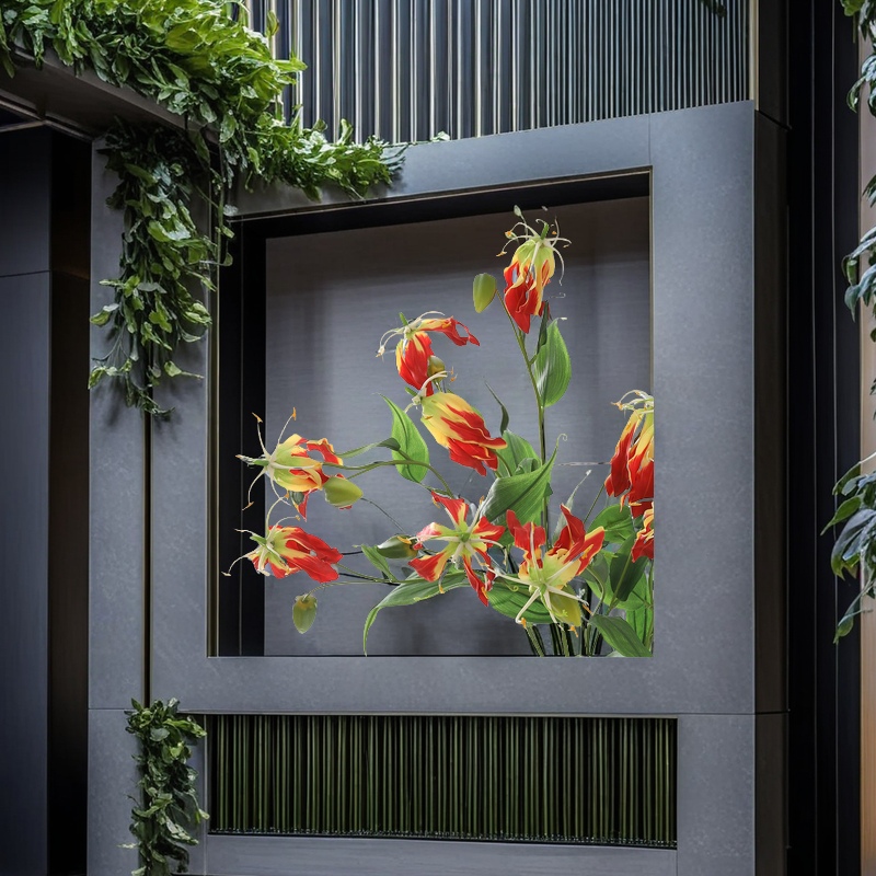 Artificial flower flame lily, artificial flower Jialan, modern home model room decoration, wedding photography, cross-border silk flower wholesale pic 13
