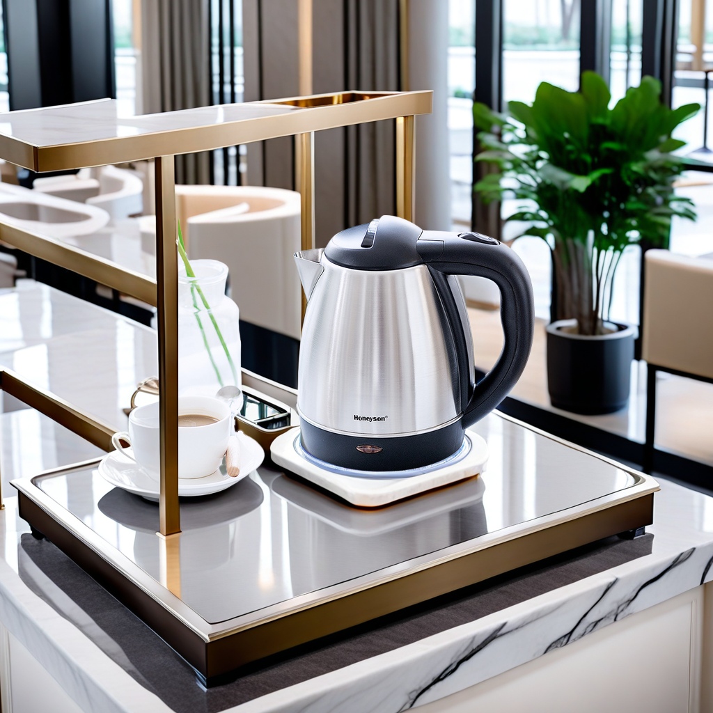 Special electric kettle tray set for star hotels, made of high-quality stainless steel, melamine electric kettle supplier direct sales, high-end, durable and practical Specification image
