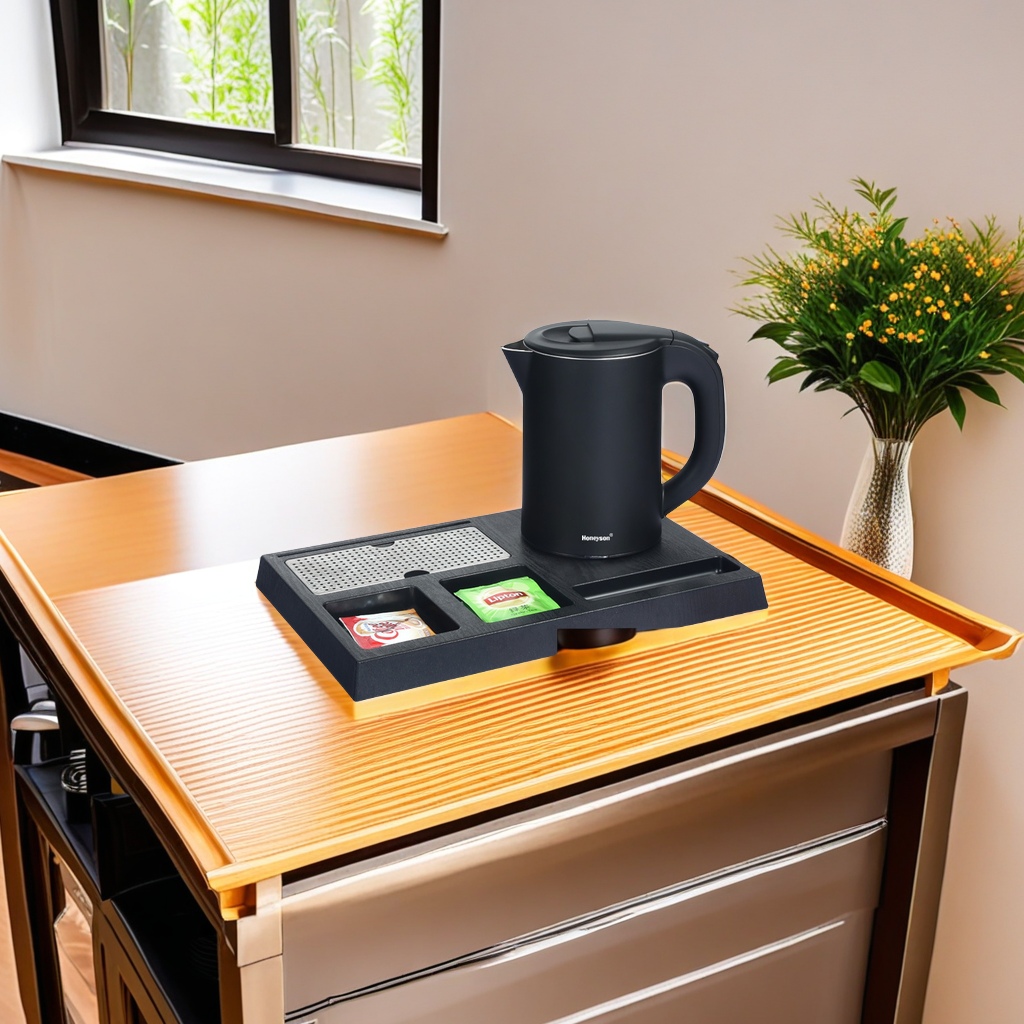 Honeyson新款酒店专用豆浆机与0.8L双层防烫无缝内胆电水壶托盘套装 1000W高功率快速热水