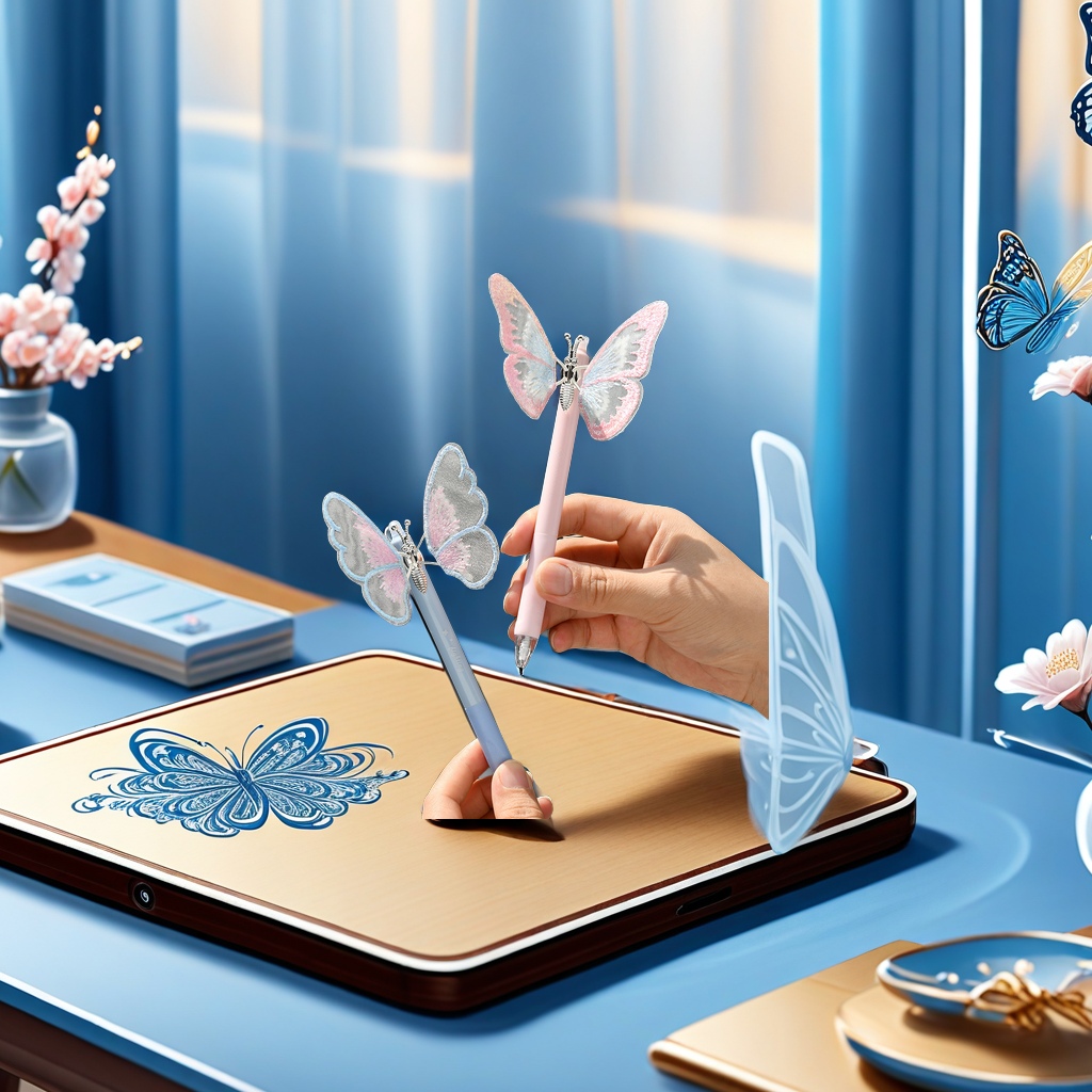 Chenxi's new butterfly Press Crystal Blue ST gel pen with a 0.5mm nib is a special erasable pen for student signature exercises. It features a creative design that won't stick to your hands details Picture