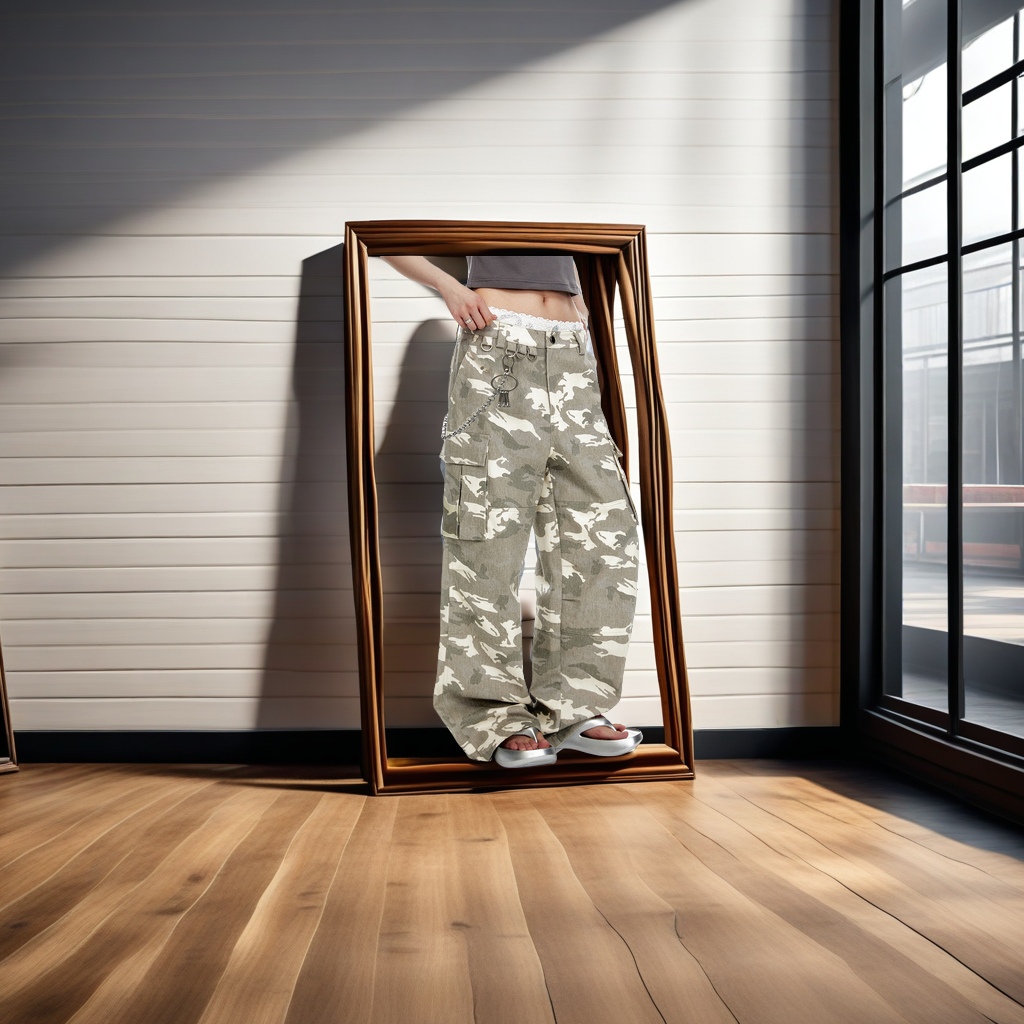 OREETA fashion brand American camouflage overalls pure cotton digital printing imitation sand wash overalls cross-border custom trend sports pants unique camouflage design details Picture