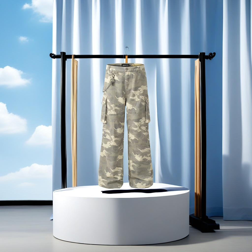 OREETA fashion brand American camouflage overalls pure cotton digital printing imitation sand wash overalls cross-border custom trend sports pants unique camouflage design Item Picture