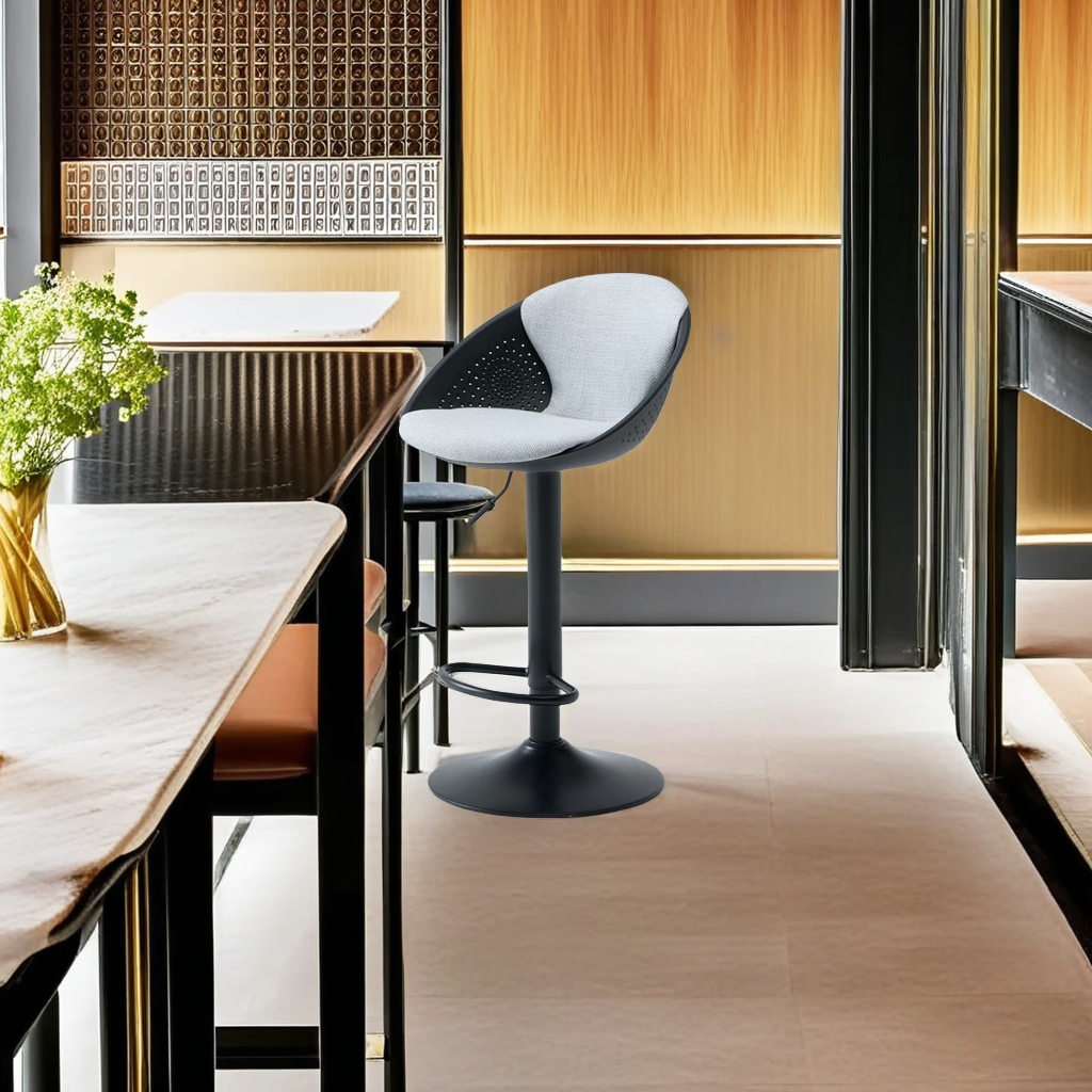 现代简约高脚酒吧椅 360度旋转可升降家用吧台椅 钢架稳固耐用商用休闲椅