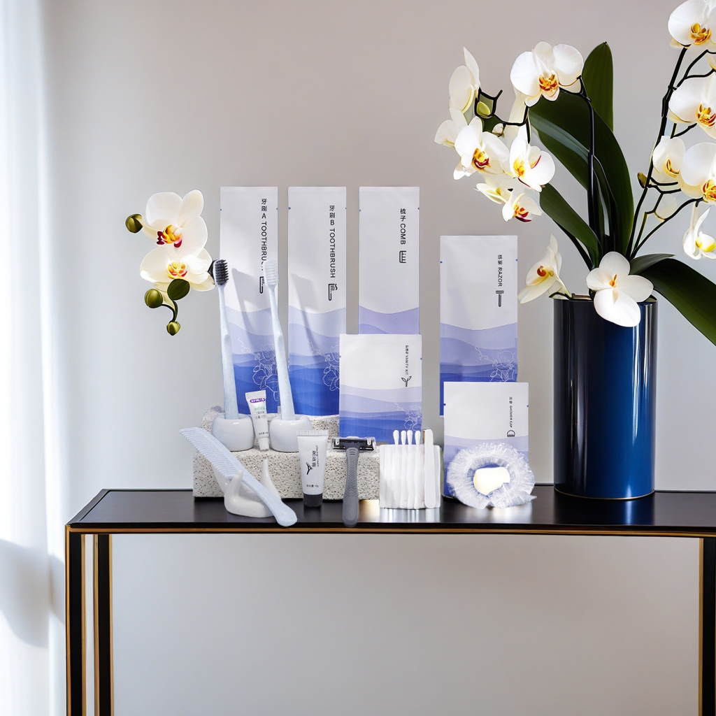 Shantou high-end hotel disposable toiletries set, orchid stone paper bag toothbrush comb, hotel room current supplies Disposable hotel supplies set, complete set clean and convenient